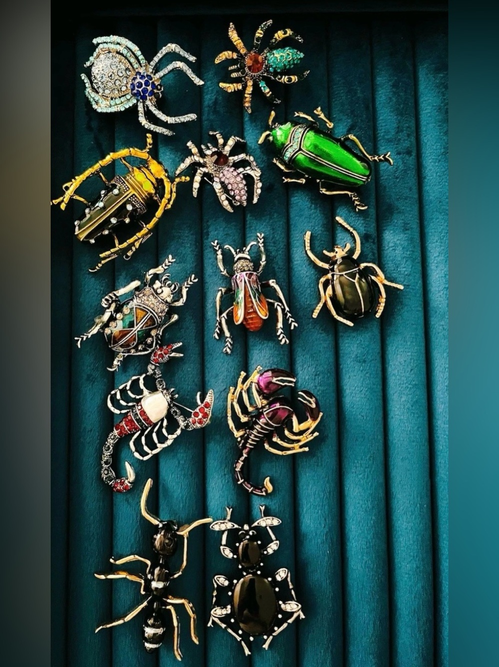 Lot of 12 Insect Bug Brooches Rhinestone Enamel Scorpion Spider Beetle Gift